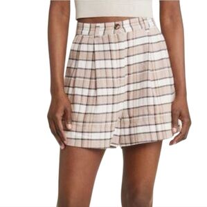 Treasure And Bond Plaid Pleated High Waisted 3" Chantrelle Shorts Plus Size 20